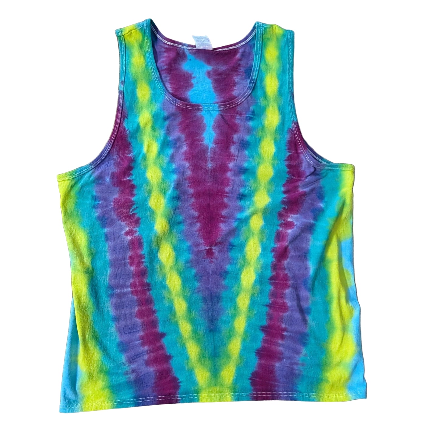 Size XL "Neon V" Liquid Tie Dye Tank Top